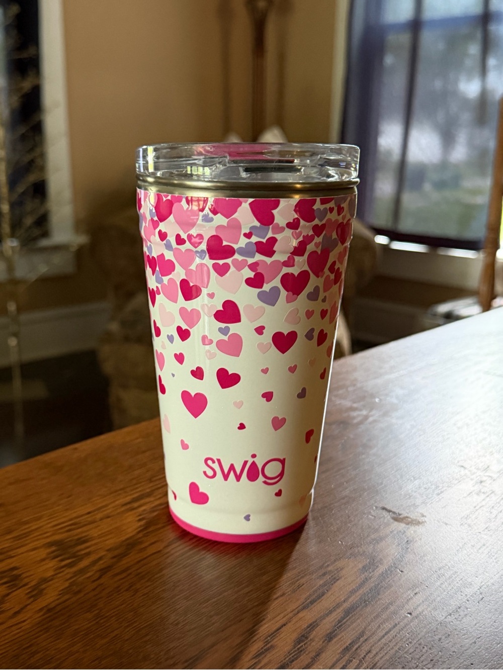 Swig Pink Heart Insulated Tumbler - Leak-Resistant Travel Cup
